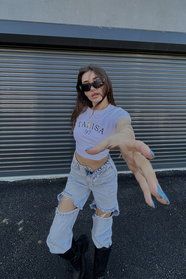 Beyaz Tanisa Yazılı Crop Top ATE4624 - 11