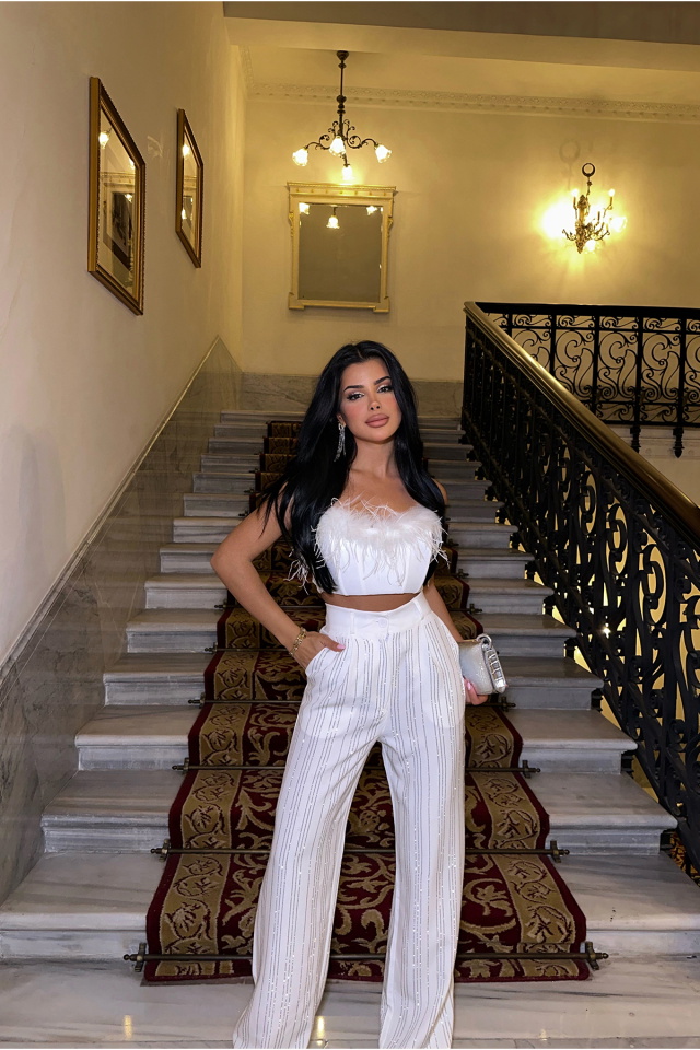 NORA Beyaz Taş Detay Pantolon ATE-0473 - 4
