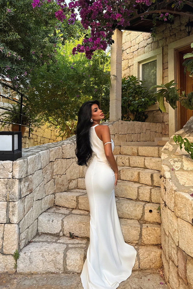 Beyaz Marisol Uzun Yırtmaçlı Abiye ATE-3276 - 5