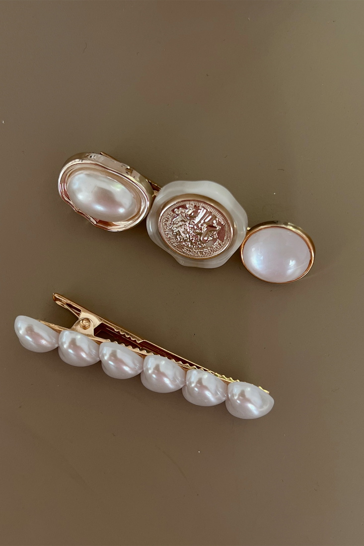 Beyaz Taşlı Rose Gold 2'li Toka Seti Ak42 - EYYO