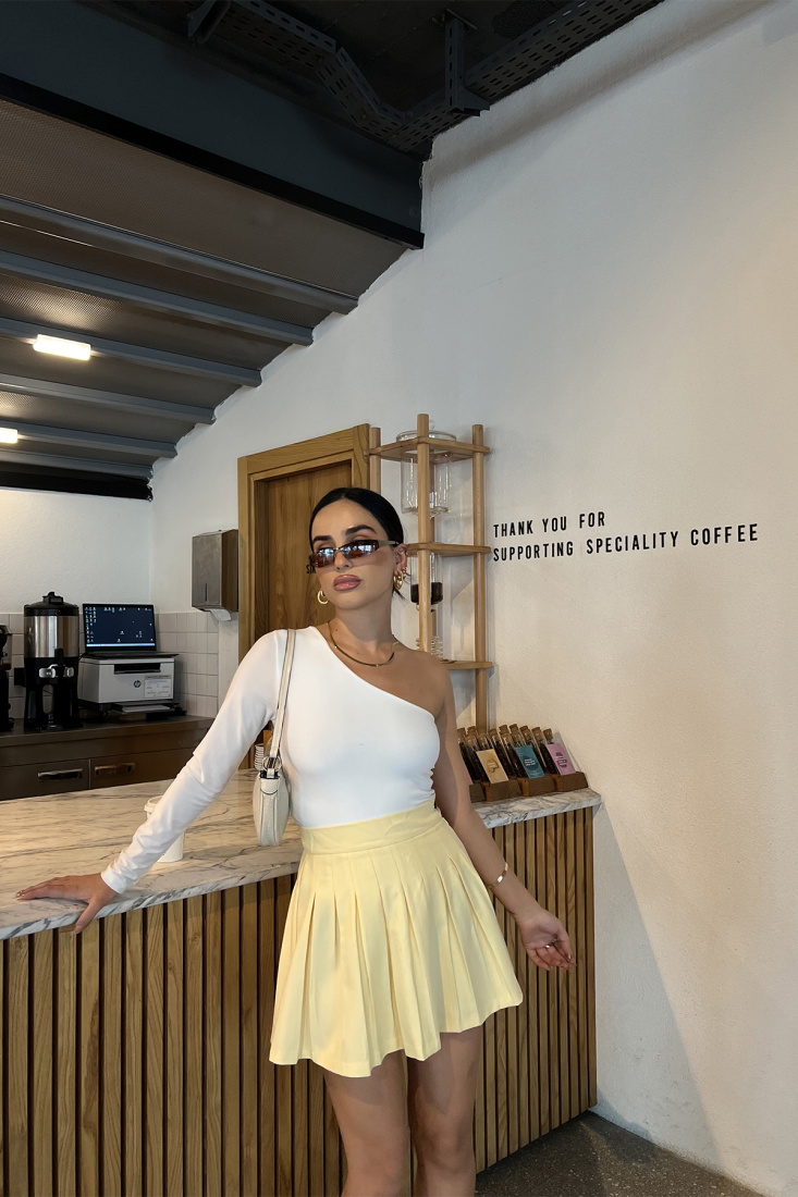 Beyaz Tek Kol Bodysuit ATE2609 - EYYO