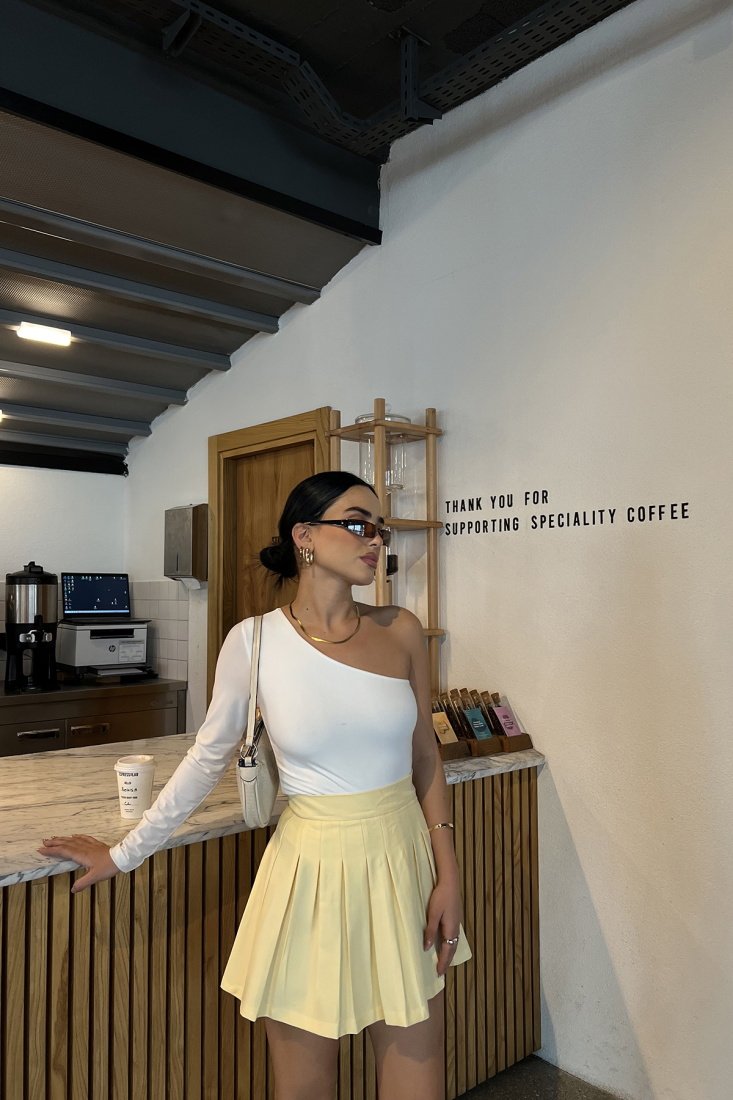 Beyaz Tek Kol Bodysuit ATE2609 - EYYO