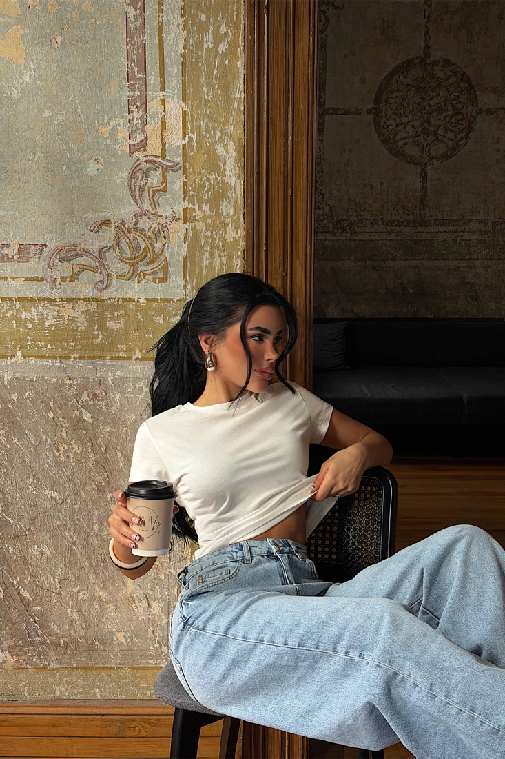 Beyaz Dewbi Crop Top ATE-4934 - EYYO