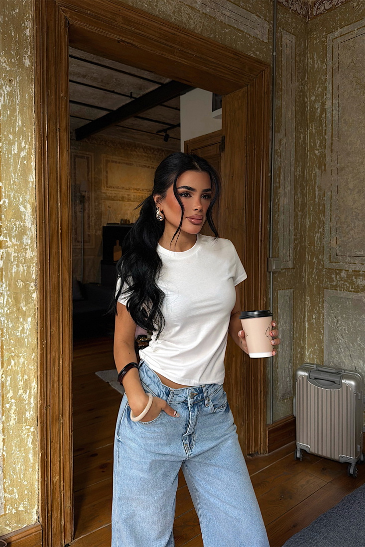 Beyaz Dewbi Crop Top ATE-4934 - EYYO