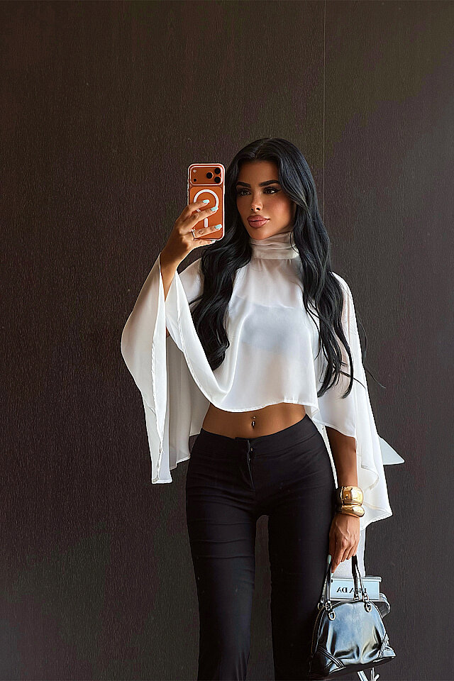 Beyaz Transparan Bluz  - 