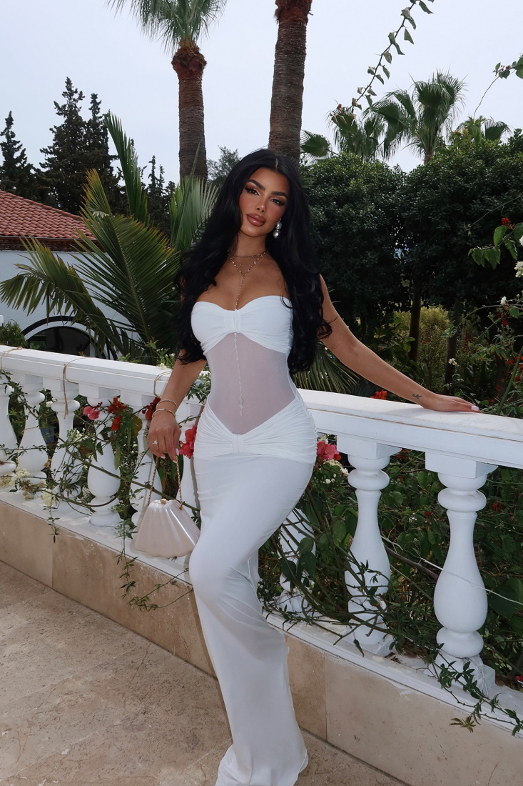 Beyaz Transparan LİDİA Uzun Elbise ATE-2504 - EYYO