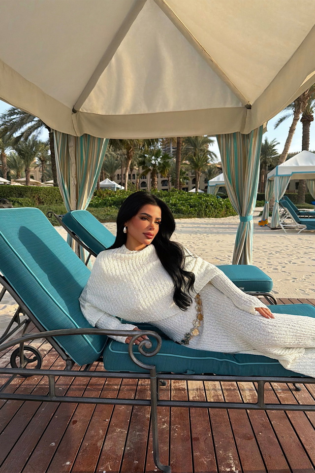 Beyaz Majorella Uzun Triko Elbise ATE-4652 - 4