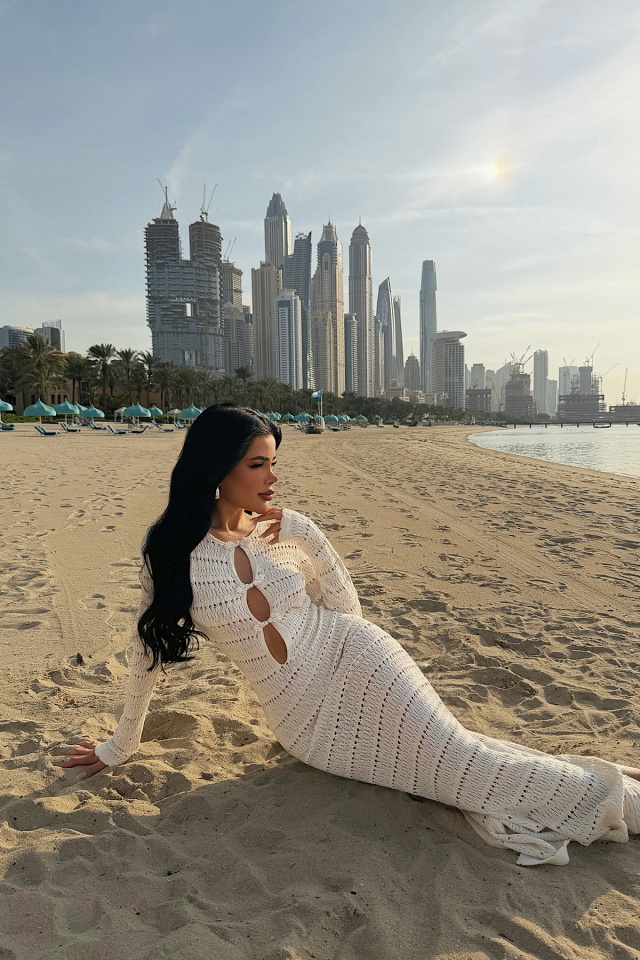 Beyaz Triko Elbise ATE-4908 - 3