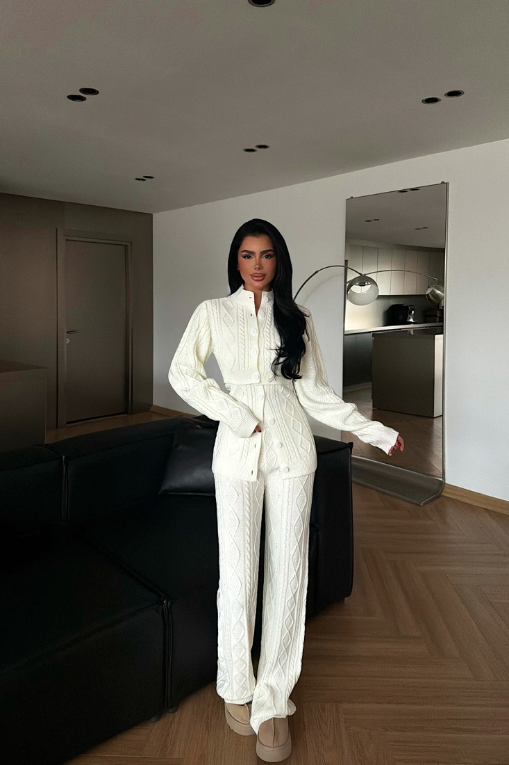 Beyaz Mangan Triko Takım ATE-4408 - EYYO