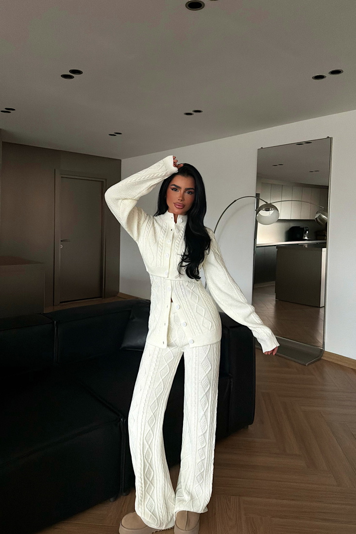 Beyaz Mangan Triko Takım ATE-4408 - EYYO