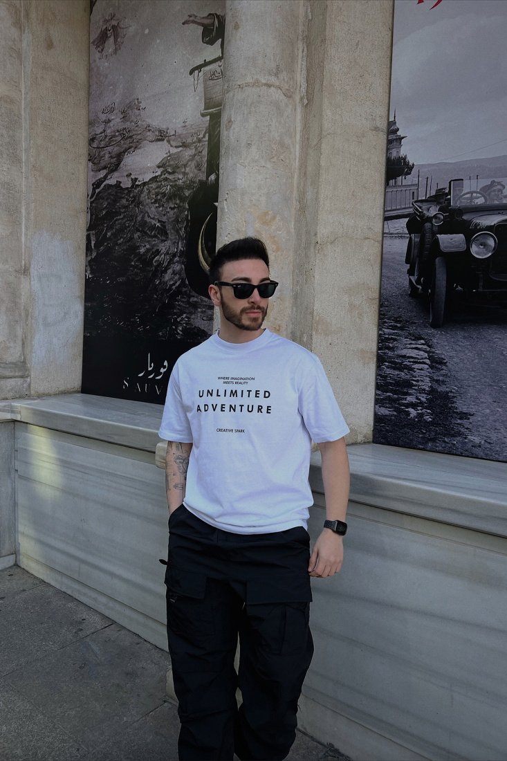 Beyaz Unlımıted Adventure Yazılı Tişört ATE5016 - EYYO