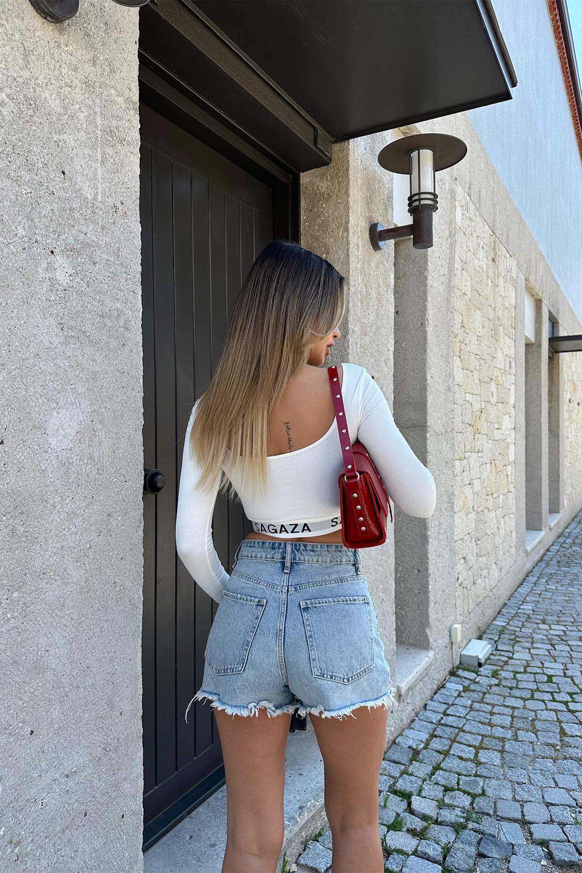 Beyaz Uzun Kol Crop Top ATE5009 - 5