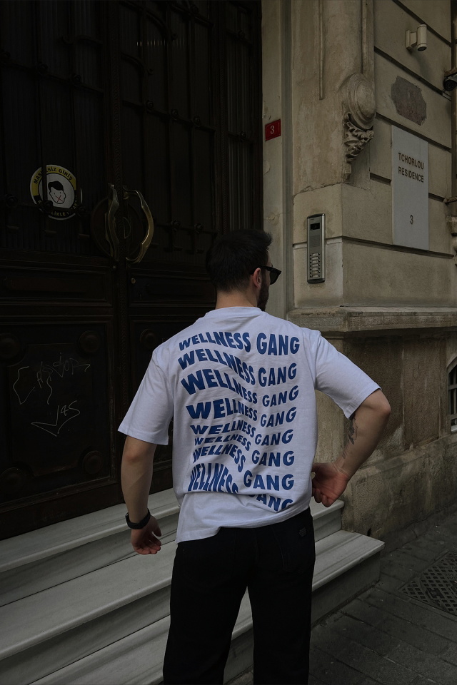 Beyaz Wellness Gang Baskılı Tişört ATE4415 - 1