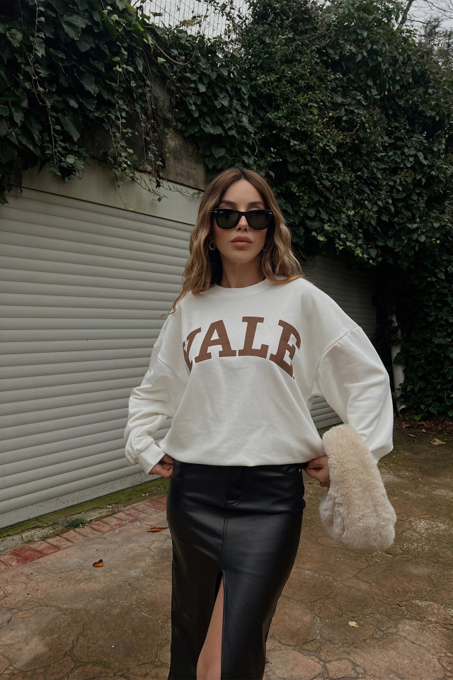Beyaz Yale Baskılı Sweat ATE3124 - 3