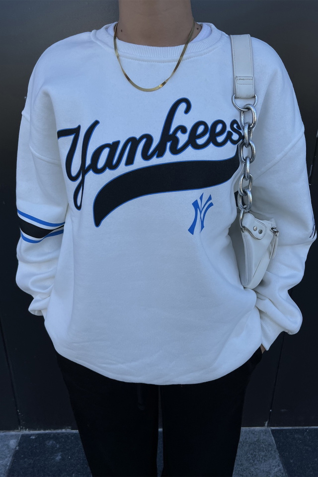 Beyaz Yankees Baskılı Sweat ATE2411 - 2