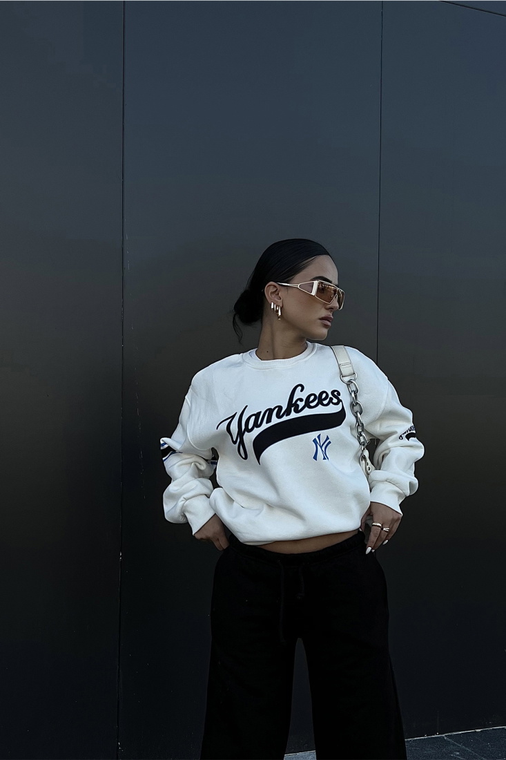 Beyaz Yankees Baskılı Sweat ATE2411 - EYYO
