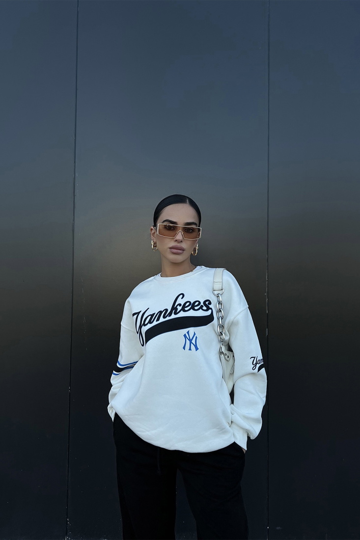 Beyaz Yankees Baskılı Sweat ATE2411 - EYYO