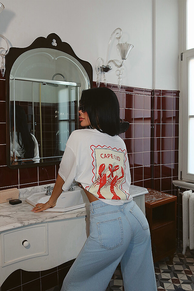 Beyaz Yengeç Baskılı Tişört ATE-5267 - 4