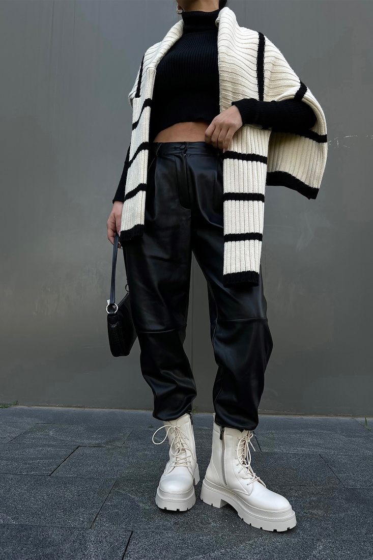 Beyaz Yüksek Taban Fermuarlı Bot ATE2946 - EYYO