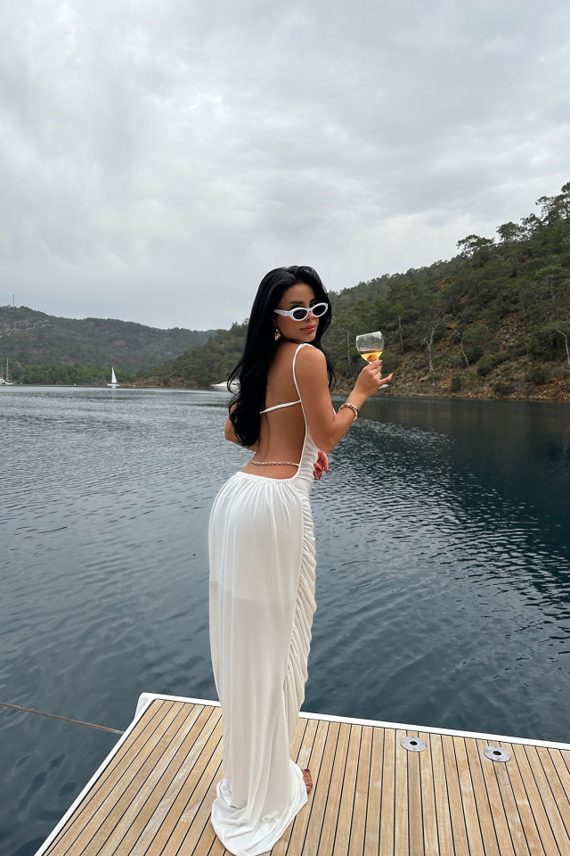 Antonella Sırt Dekolte ve Aksesuarlı Elbise ATE-0980 - 4