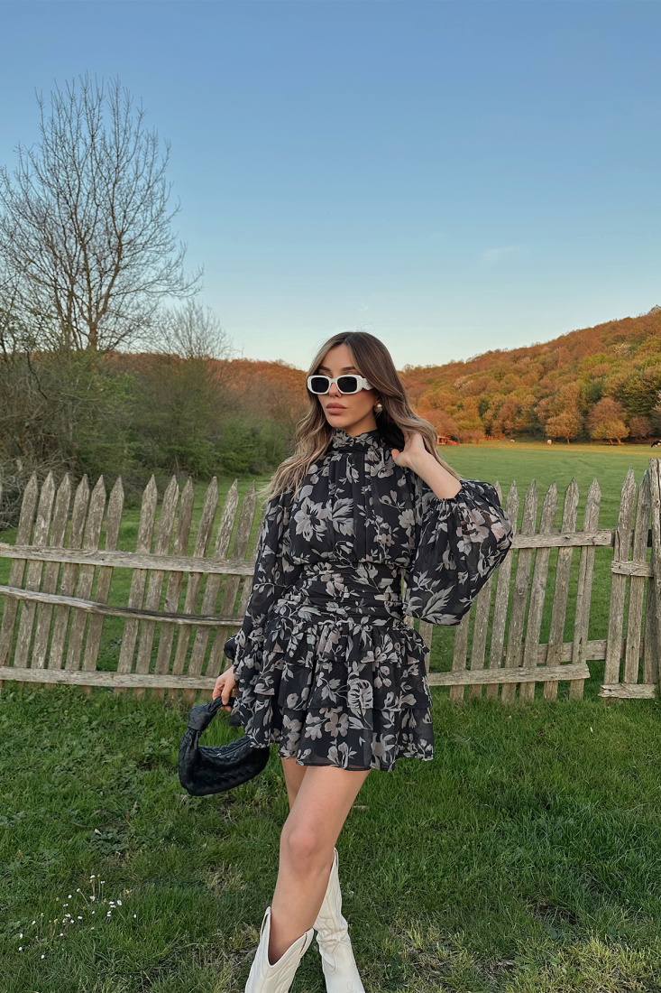 Black Back Detail Dress ATE5324 - EYYO