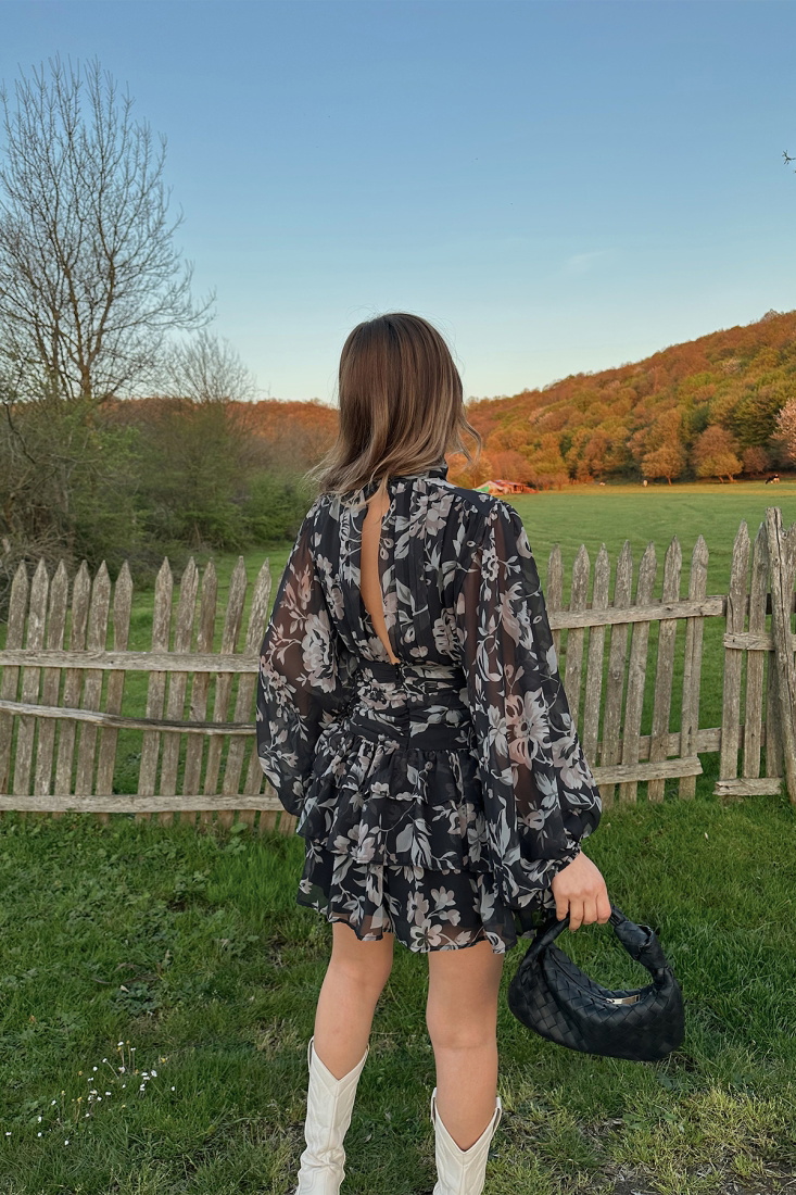 Black Back Detail Dress ATE5324 - EYYO