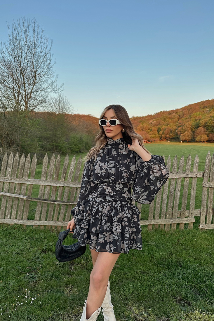 Black Back Detail Dress ATE5324 - EYYO