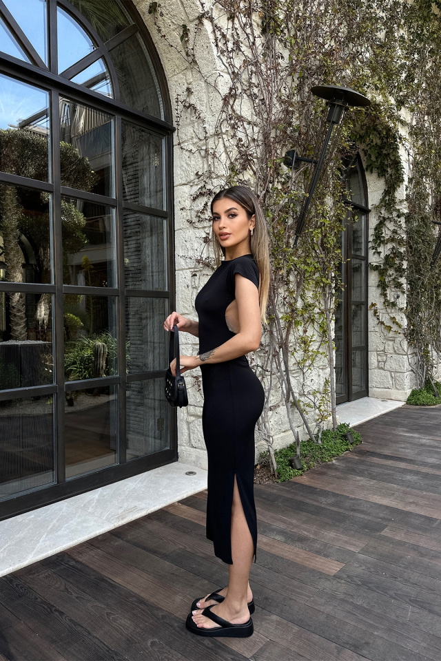 Black Back Detail Dress ATE6163 - 4