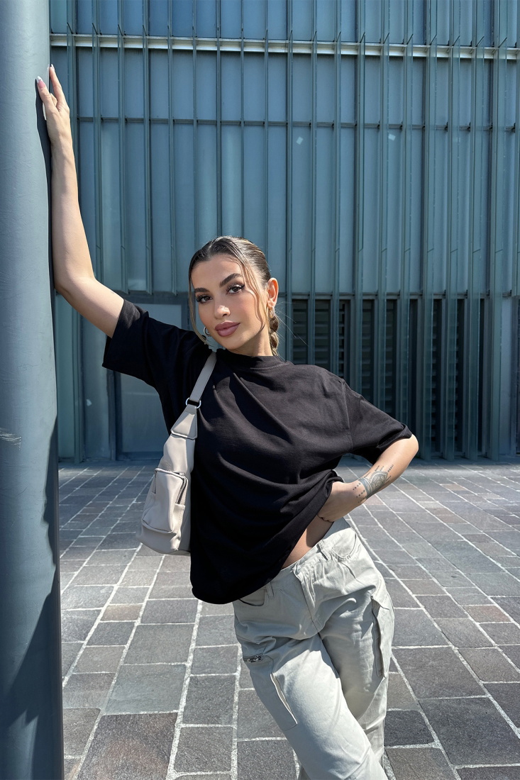 Black Back Printed Tshirt ATE6071 - EYYO ATELIER