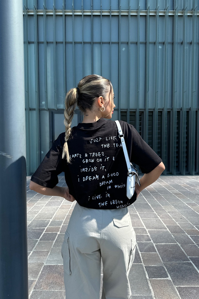 Black Back Written Tshirt ATE6065 - 1