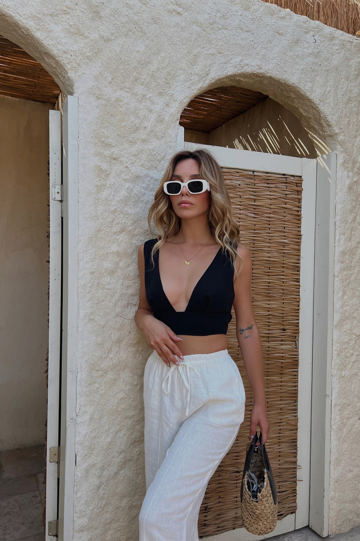 Black Basic Crop Top ATE1791 - VALEUR