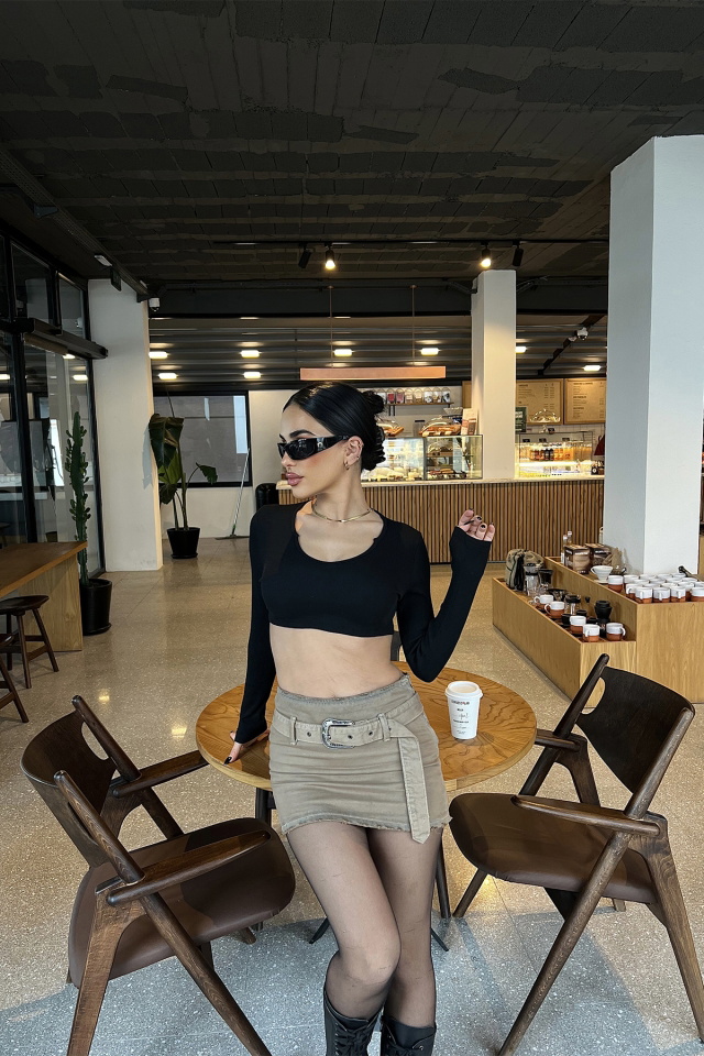 Black Basic Crop Top ATE4332 - 3