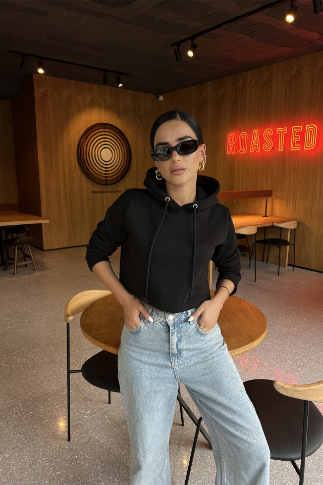 Black Basic Hooded Sweat ATE2153 - 3