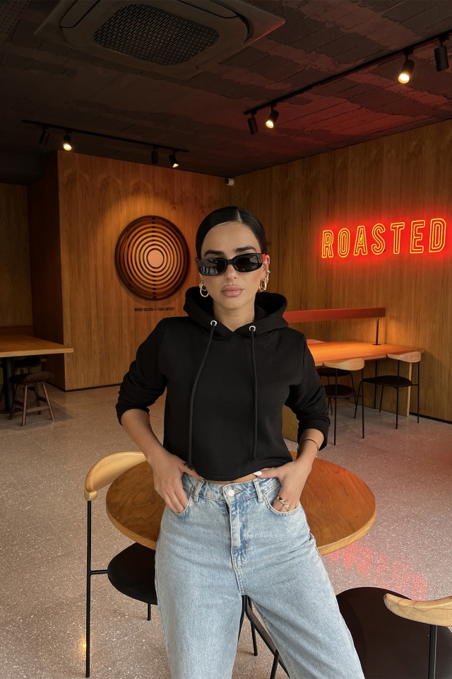 Black Basic Hooded Sweat ATE2153 - 1