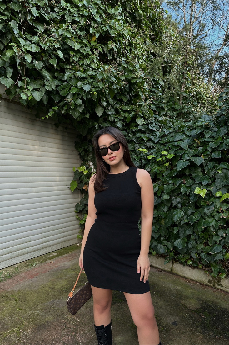 Black Basic Mini Dress ATE4395 - EYYO