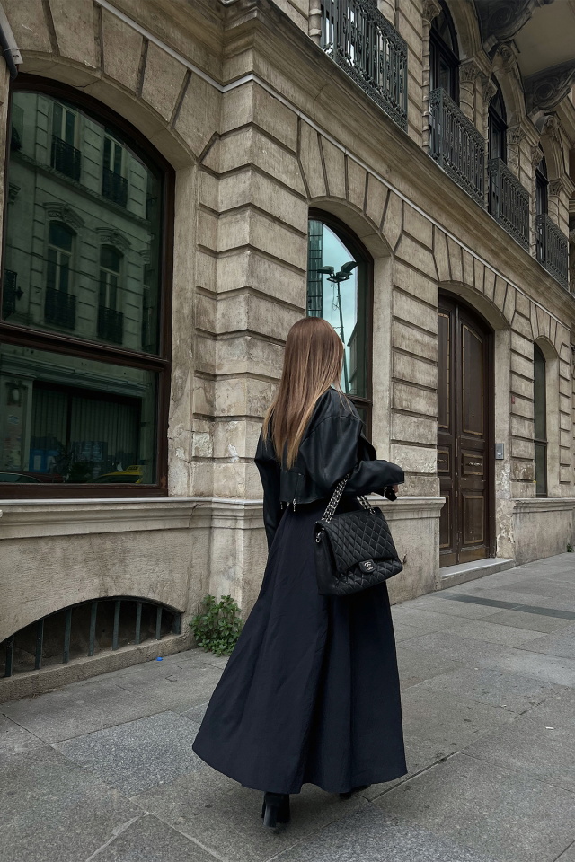 Black Button Detail Long Skirt ATE5309 - 2