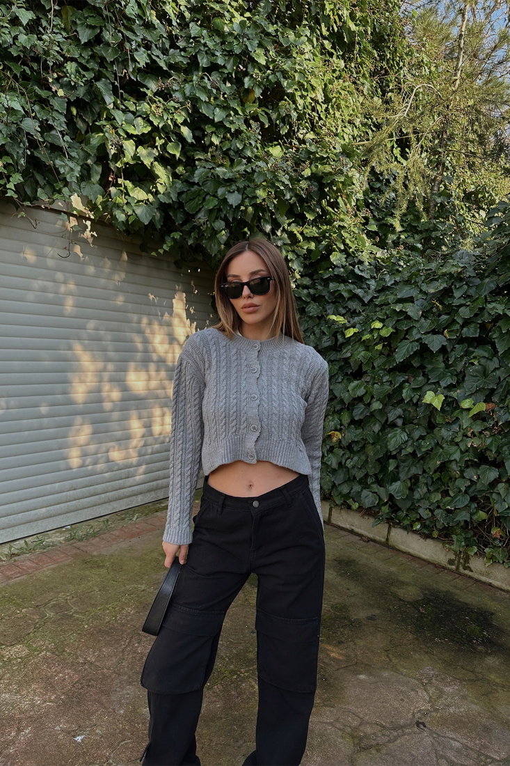 Black Cargo Pocket Pants ATE4330 - HOT FASHİON