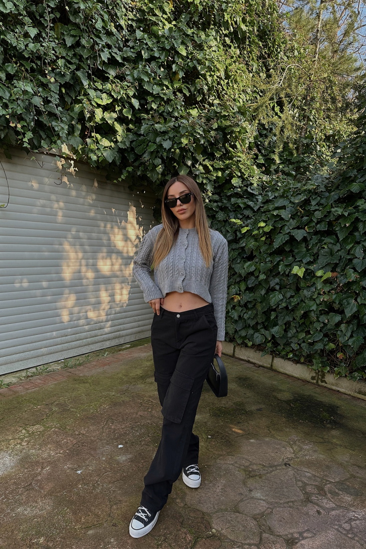 Black Cargo Pocket Pants ATE4330 - HOT FASHİON