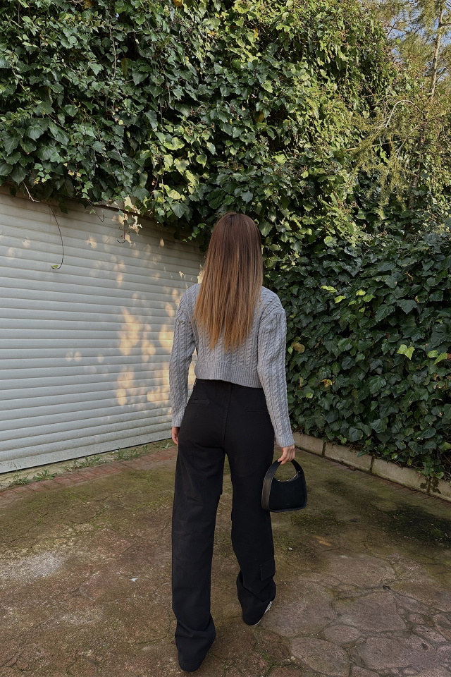 Black Cargo Pocket Pants ATE4330 - 3