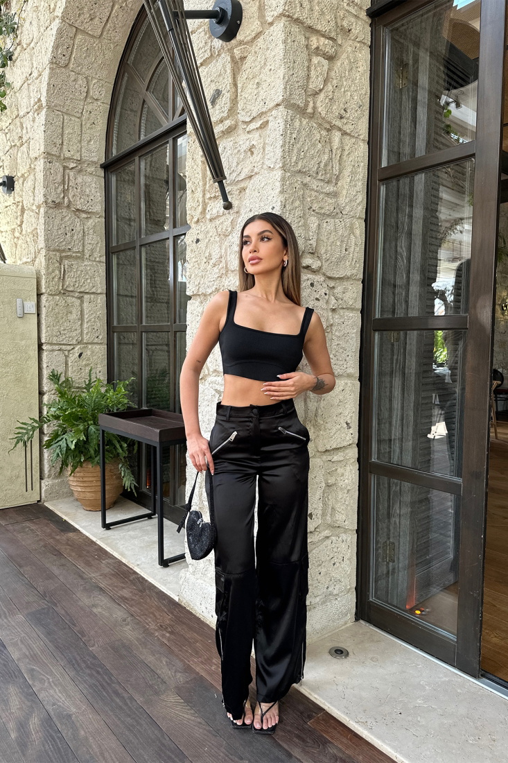 Black Cargo Pocket Pants ATE6212 - SEVENDAY