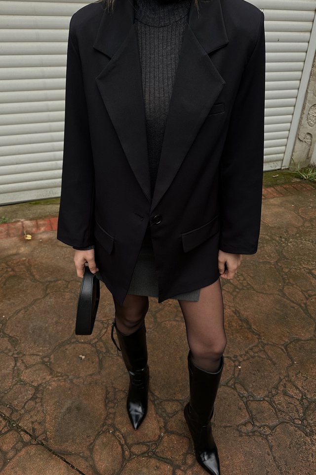 Black Double Breasted Collar Jacket ATE4784 - 2