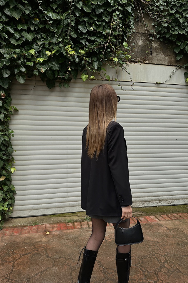 Black Double Breasted Collar Jacket ATE4784 - 4