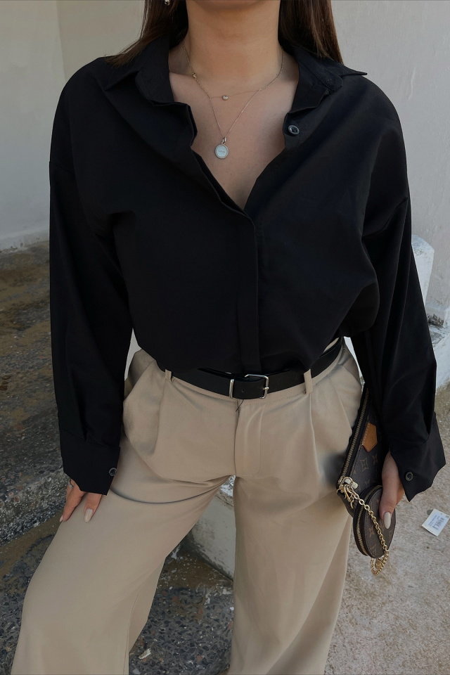 Black Double Breasted Collar Shirt ATE2046 - 2
