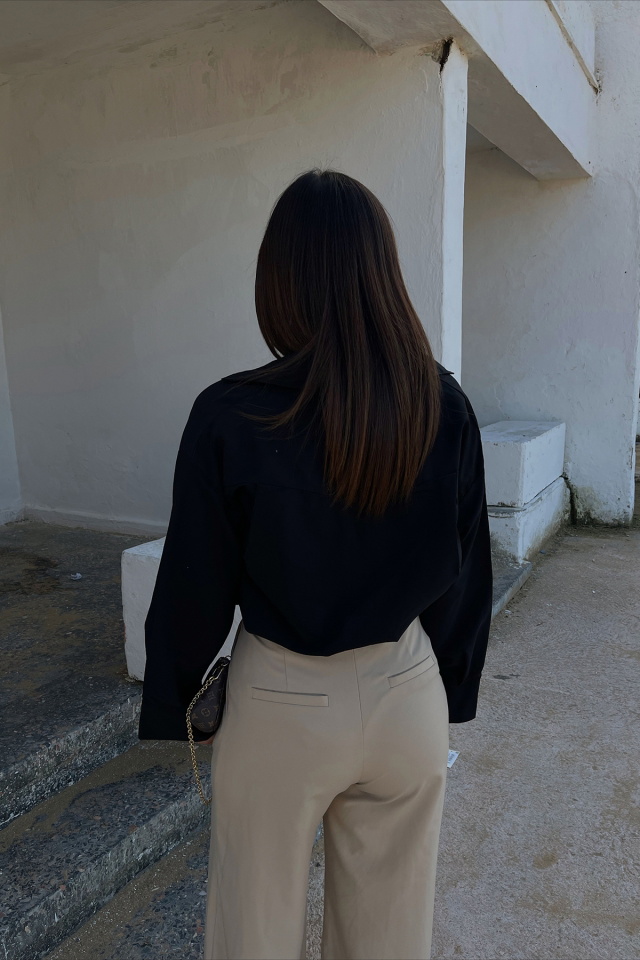 Black Double Breasted Collar Shirt ATE2046 - 3