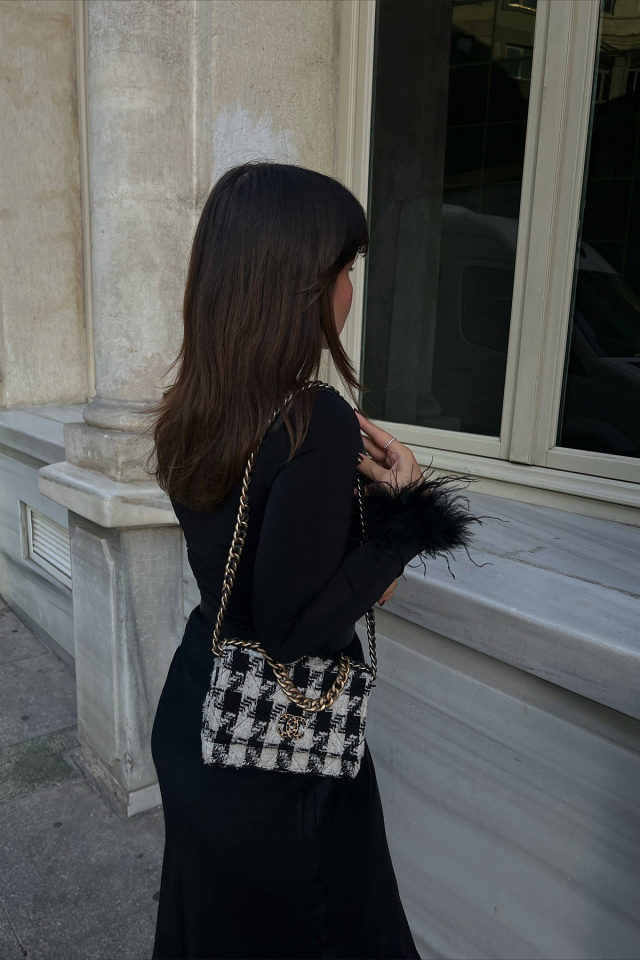 Black Feather Sleeve Detail Blouse ATE2475 - 4
