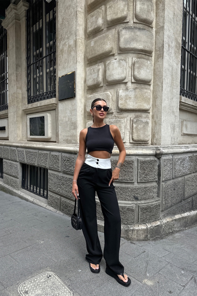 Black High Waist Palazzo Pants ATE7101 - 4