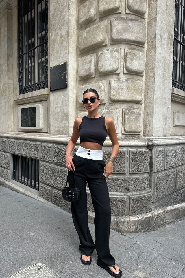 Black High Waist Palazzo Pants ATE7101 - 5