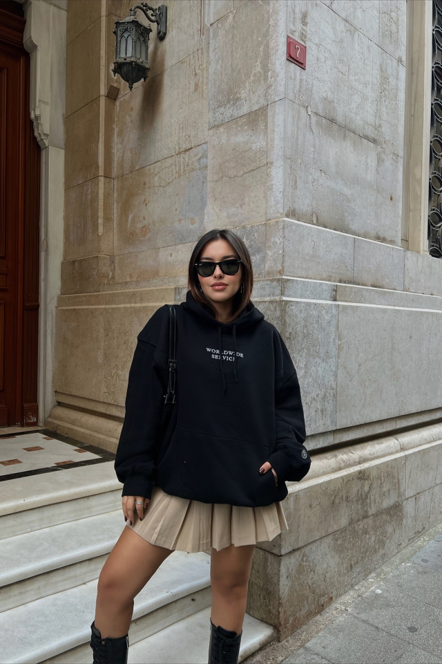Black Hooded Oversize Sweat ATE2253 - 4