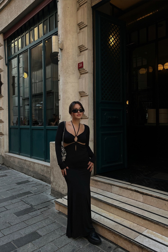 Black Laced Long Dress ATE2240 - 1