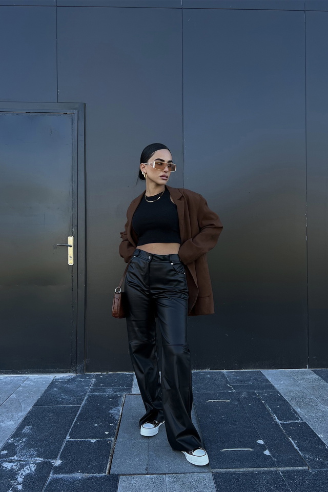 Black Leather Pants ATE2180 - 3